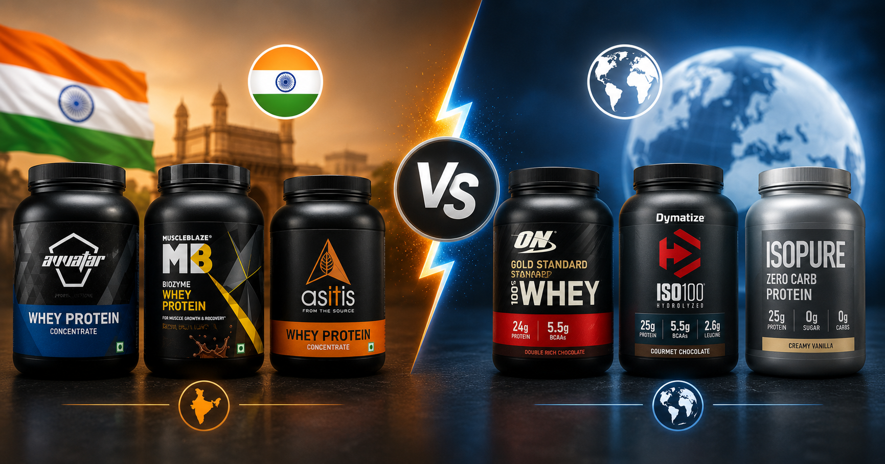 Indian vs Imported Whey Protein: Avvatar, MuscleBlaze & AS-IT-IS vs ON, Dymatize & Isopure